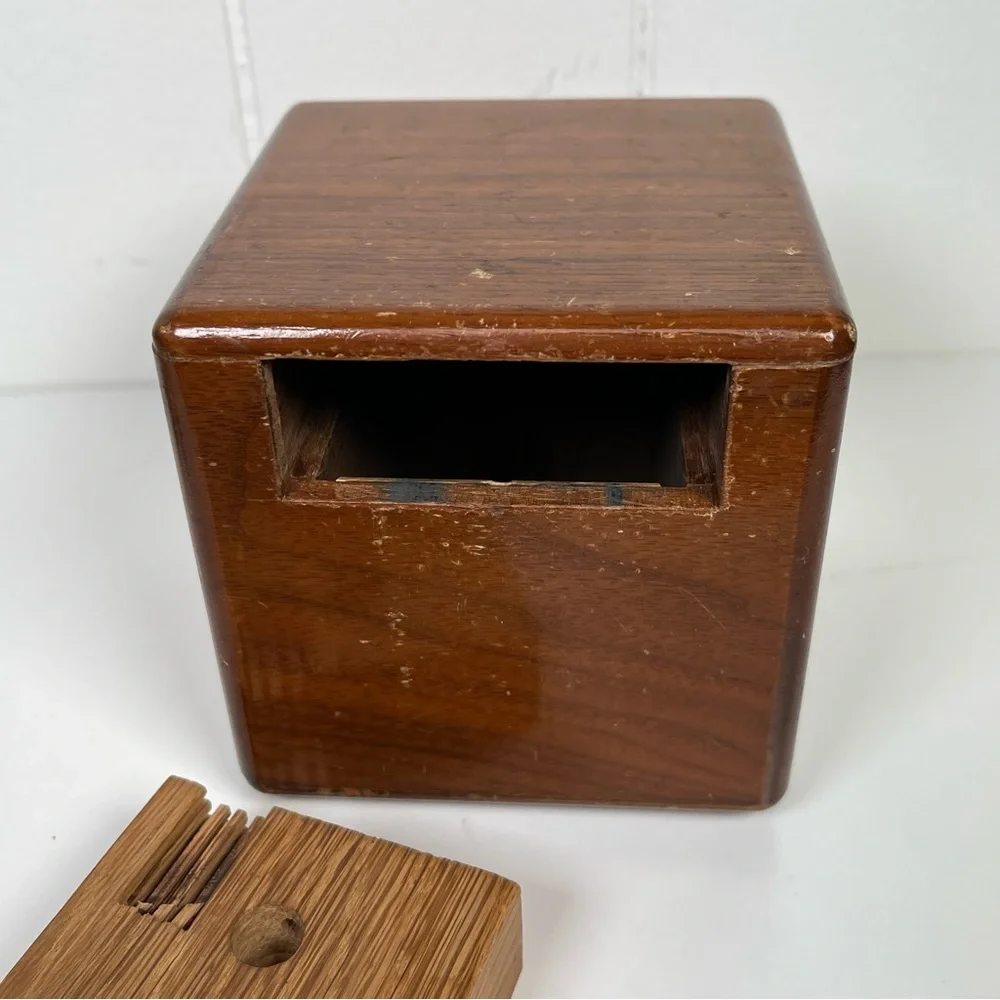 Vintage 1930's Unique Wooden Savings Bank Coin Bank Shelf Decor